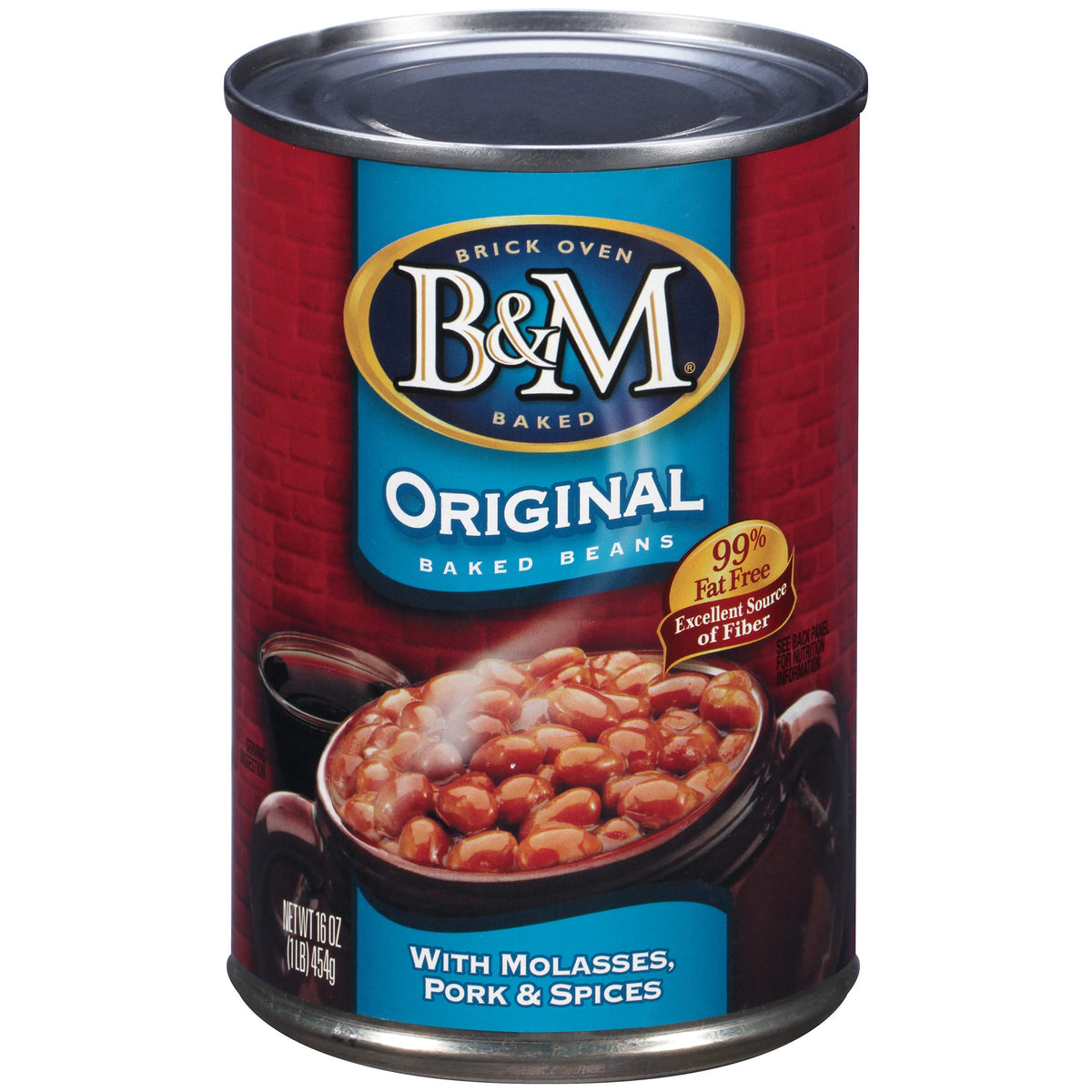 B&M front can shot showing label and ready-to-serve beans for convenience