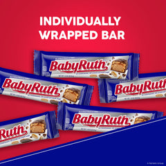 Baby Ruth bar held in hand demonstrating full-size 3.3 oz portion