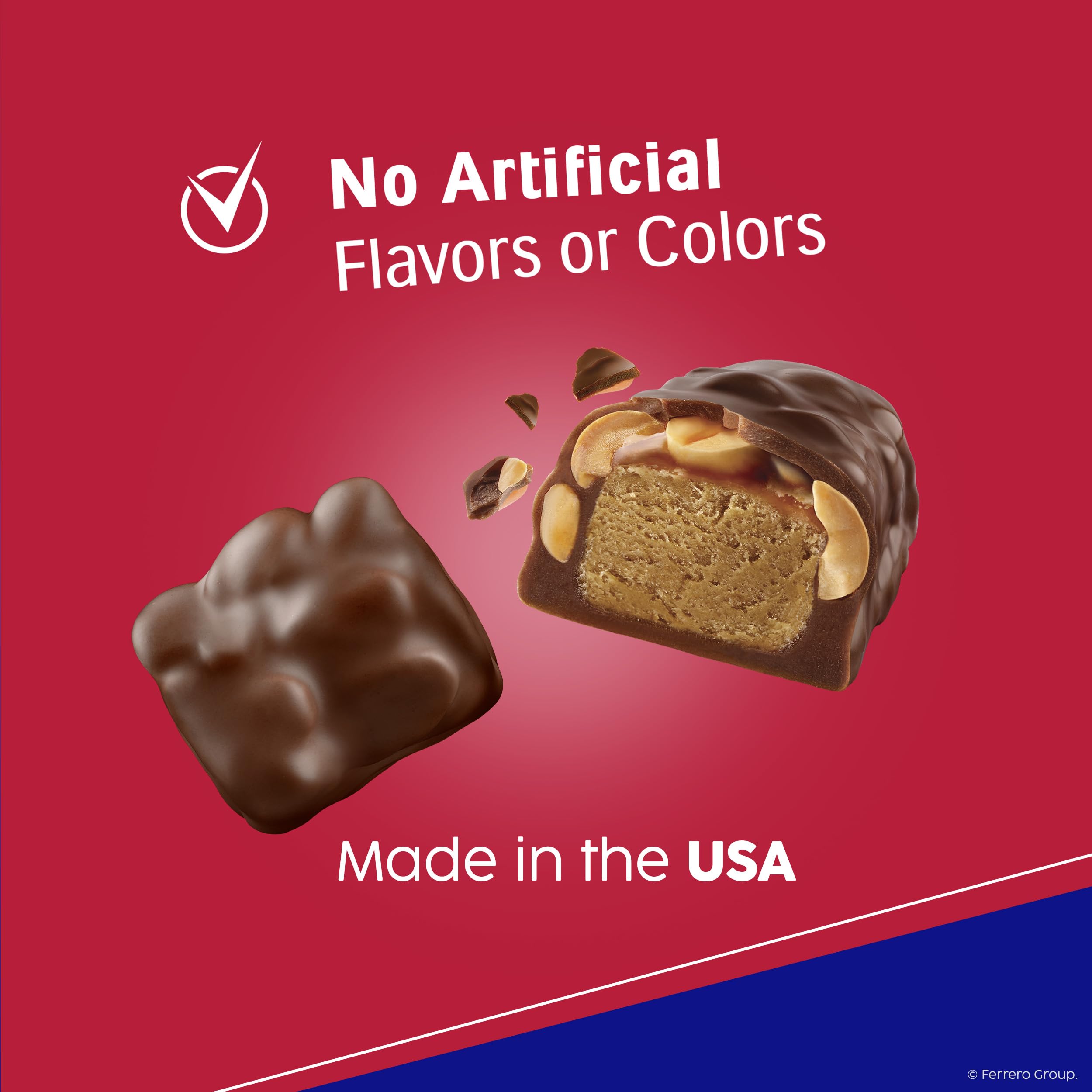 Stretch of caramel inside Baby Ruth bar showing gooey caramel benefit