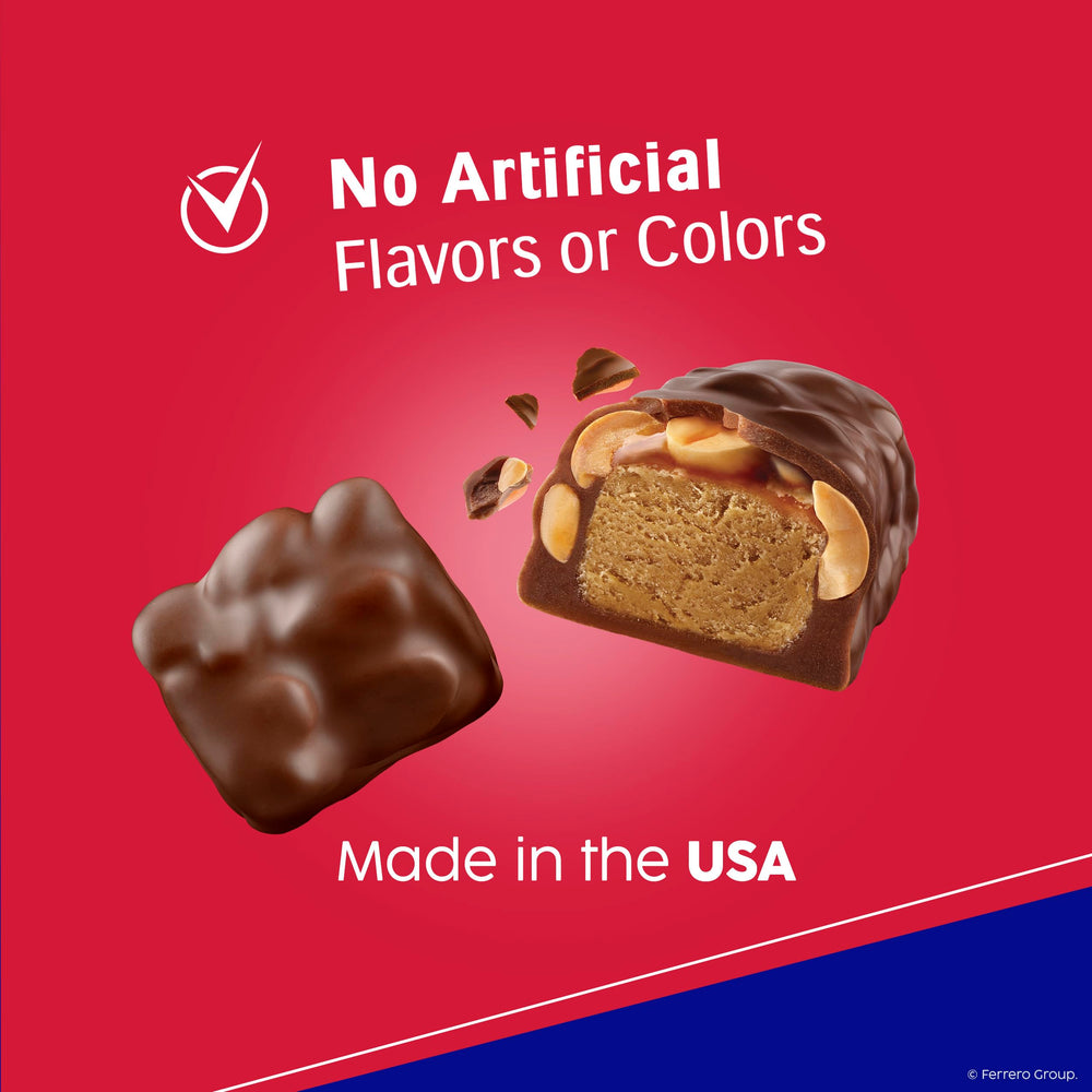 Stretch of caramel inside Baby Ruth bar showing gooey caramel benefit