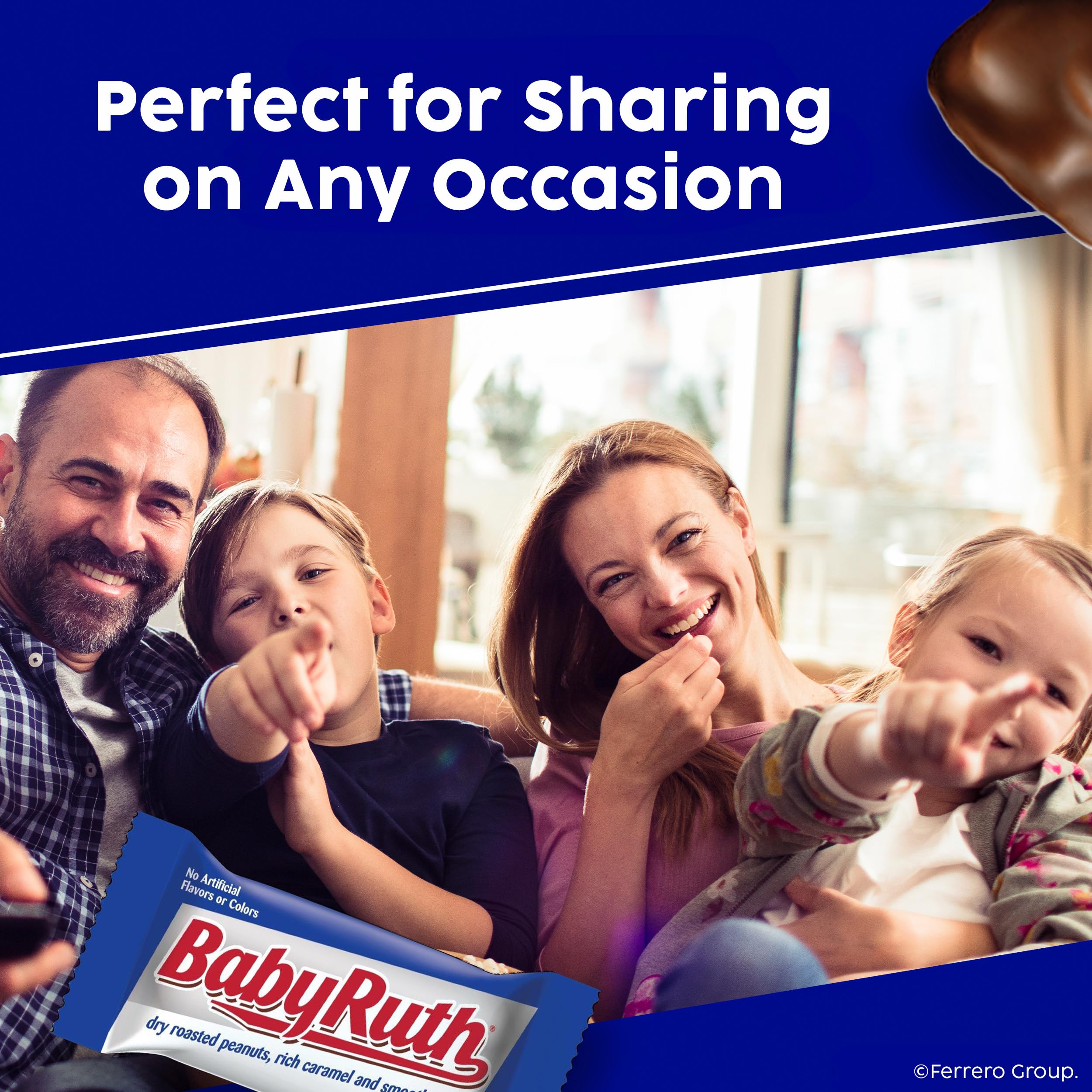 Baby Ruth chocolate coating detail emphasizing rich chocolate benefit