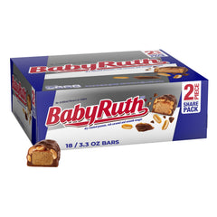 Baby Ruth front packaging showing 18-count share pack with convenience