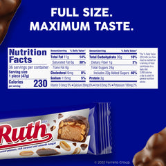 Baby Ruth unwrapped cross section displaying nougat, caramel and peanuts