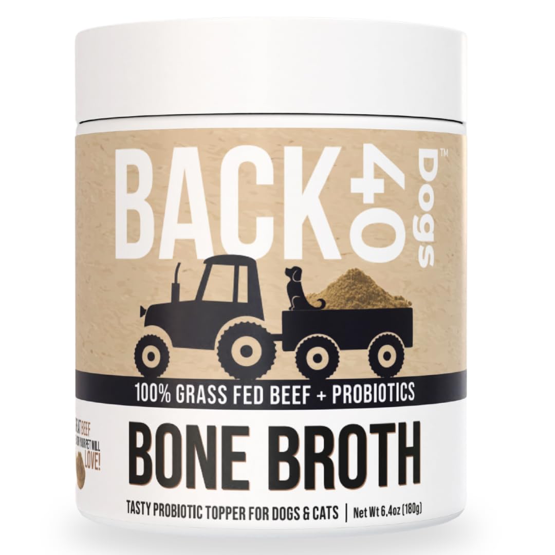 Back 40 Dogs front packaging showing grass-fed beef broth benefits