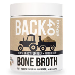 Back 40 Dogs front packaging showing grass-fed beef broth benefits