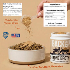 Back 40 Dogs powder sprinkled over kibble increases palatability