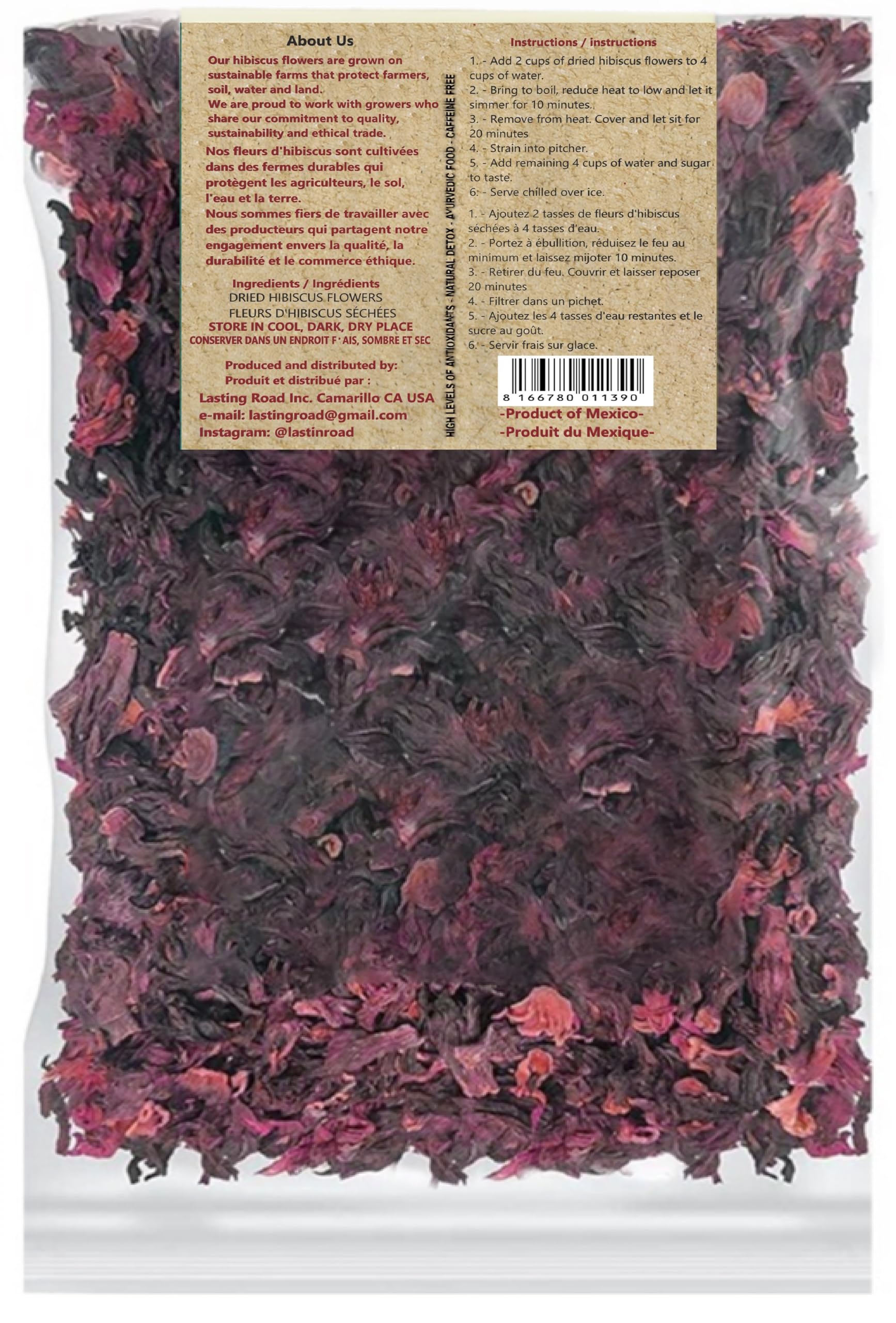 Back to Basics close-up of sun-dried hibiscus petals, vivid color and texture for flavor