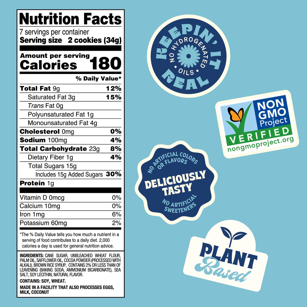 Back to Nature close-up of side pack and nutrition facts for quick product details