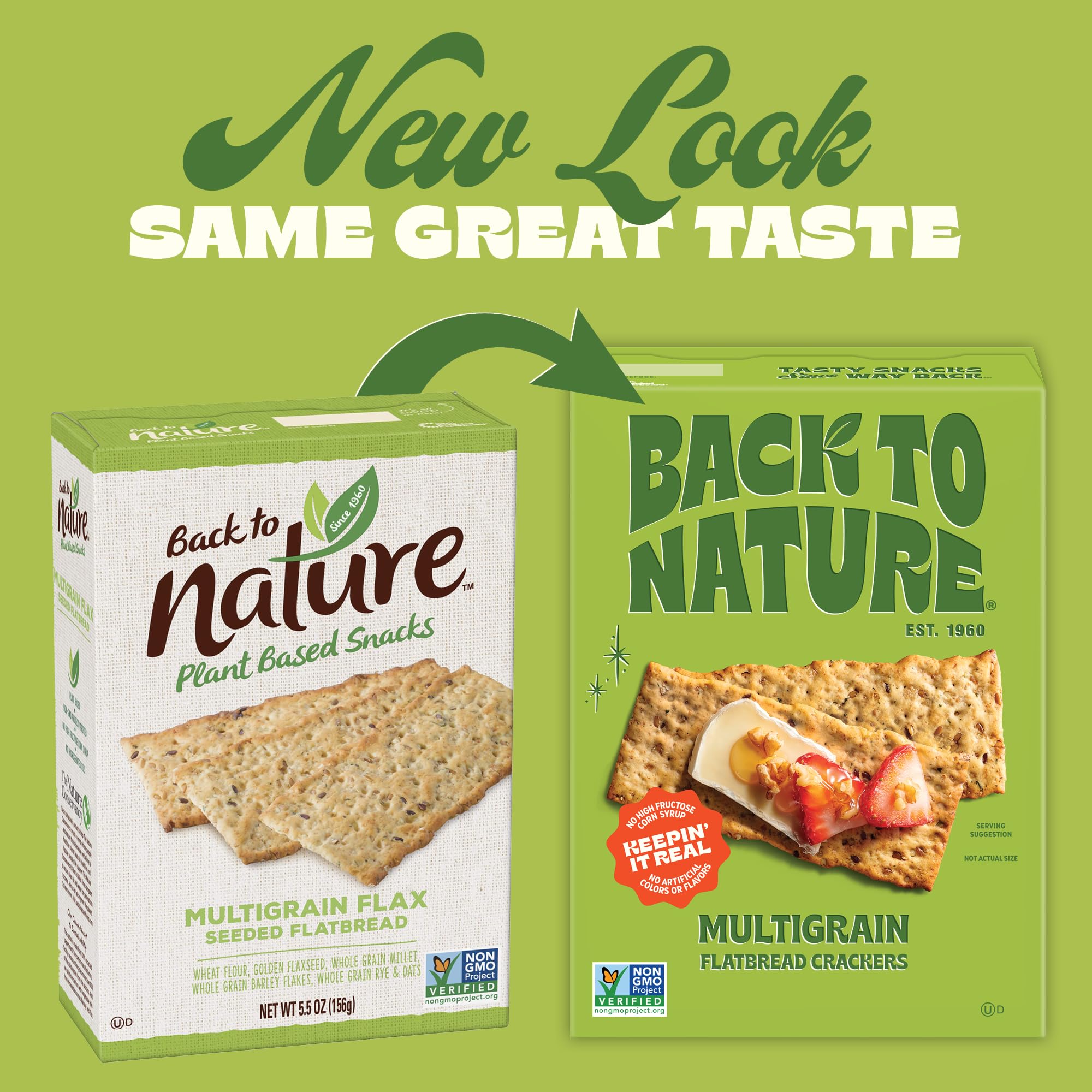 Back to Nature ingredient label and certifications displaying non-GMO and kosher benefits
