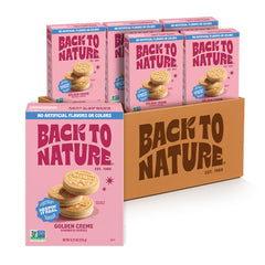 Back to Nature front box showing golden vanilla creme cookies and brand