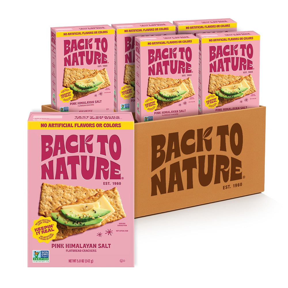 Back to Nature front pack showing Himalayan sea salt and snack benefit