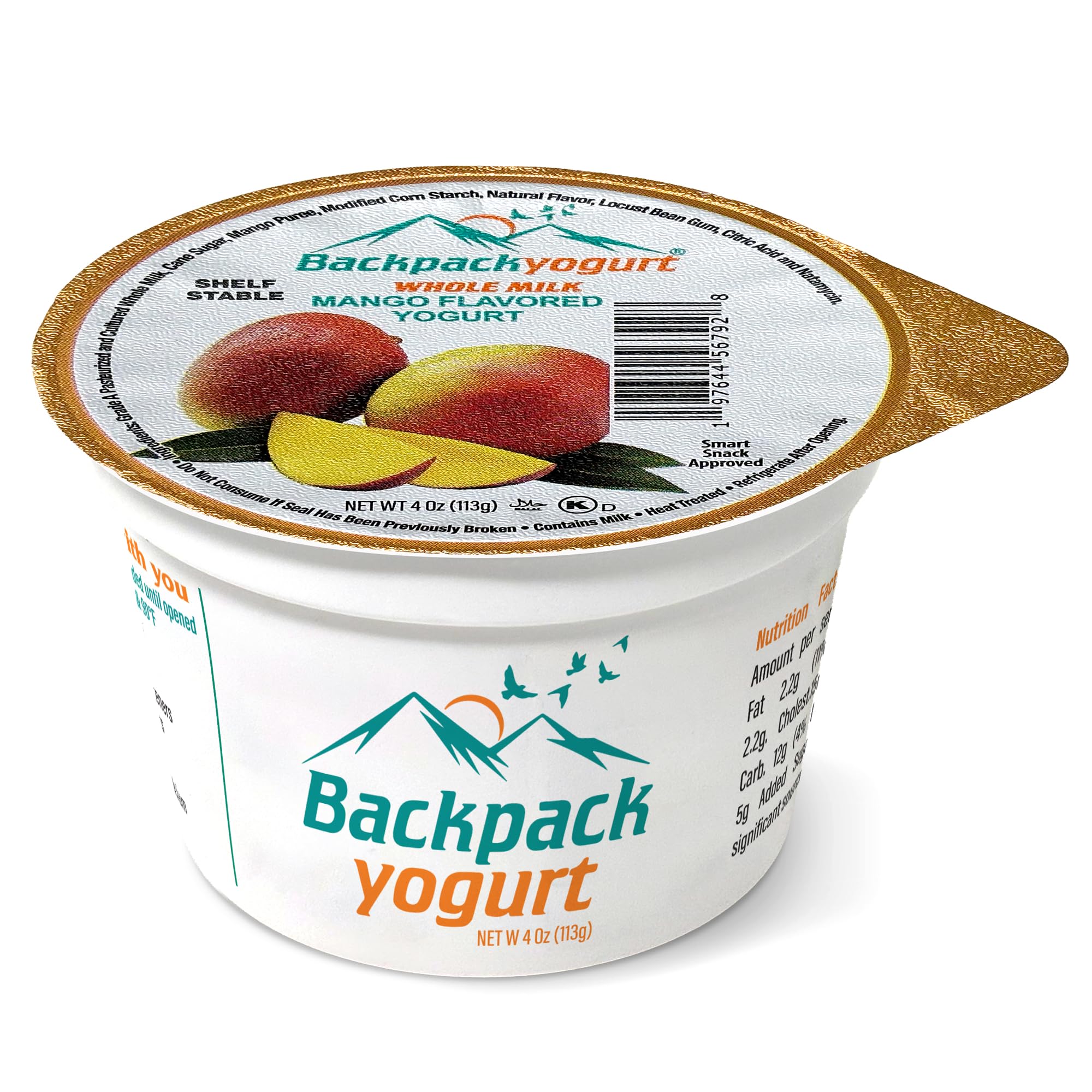 Backpack Yogurt berry cup opened showing smooth texture, gut-supporting prebiotics visible