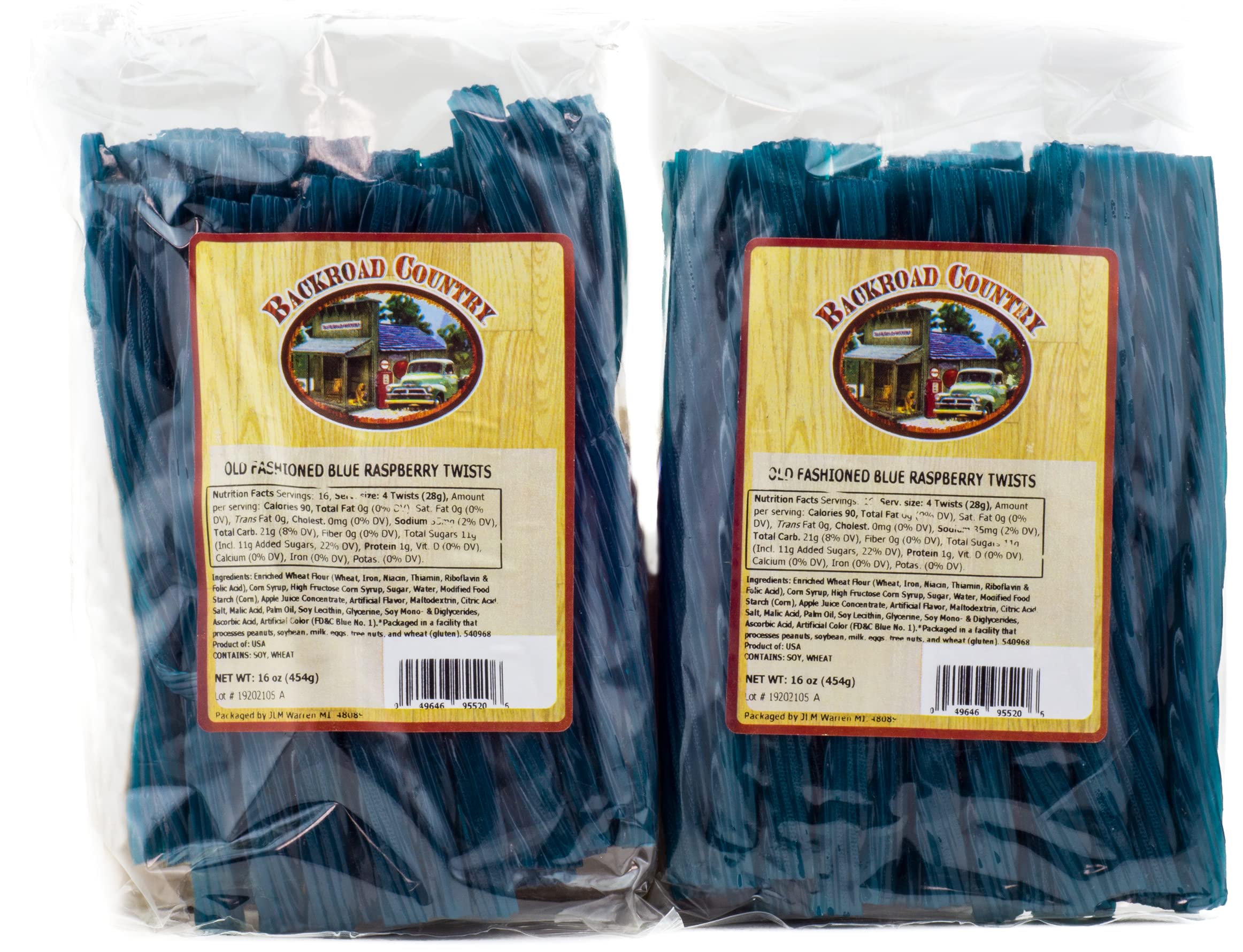 Backroad Country front packaging showing two 16 oz bags and vivid blue twist ropes, appealing gift-ready look