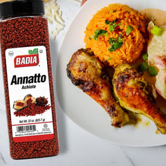Badia achiote oil in bowl showing infused color and cooking versatility