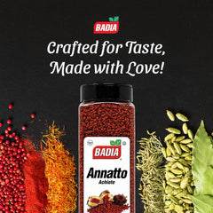 Badia annatto seeds close-up revealing texture and fresh color for flavor
