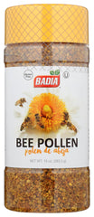 Badia bee pollen front packaging showing jar and golden granules for flavorful garnish