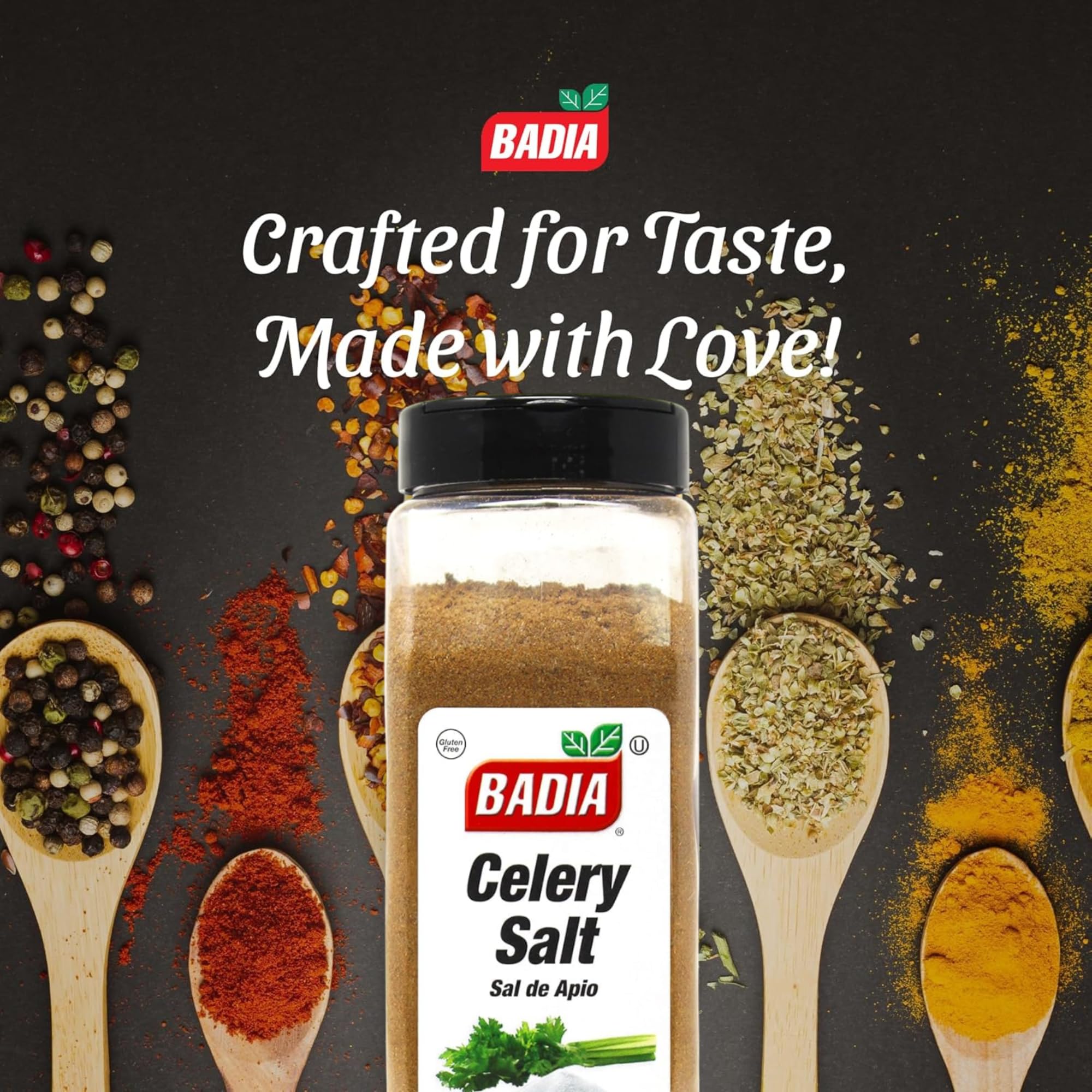 Badia celery salt label detail highlighting brand and ingredient blend for trust