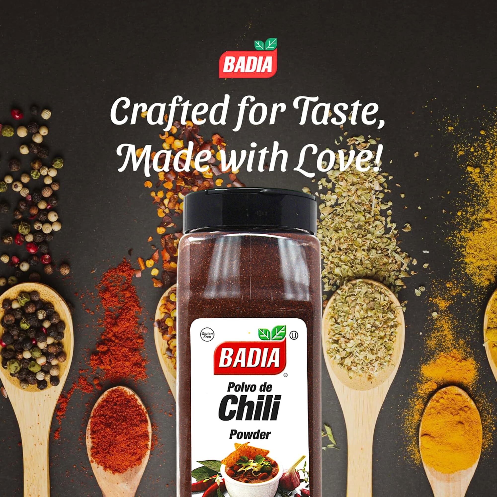 Badia chili powder sprinkled on taco in use adding smoky savory flavor