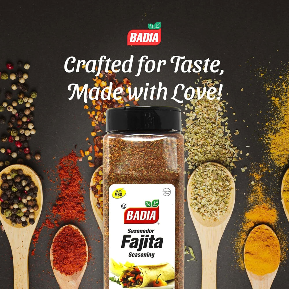 Badia seasoning on wooden spoon highlighting ready-to-use blend and convenience