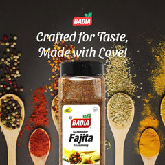 Badia seasoning on wooden spoon highlighting ready-to-use blend and convenience