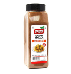 Badia garam masala front packaging showing label and jar, highlighting convenience