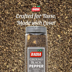 Badia open jar top view of finely ground pepper for immediate use