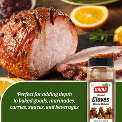 Badia ground cloves sprinkled on baked goods illustrating warm spice enhancement
