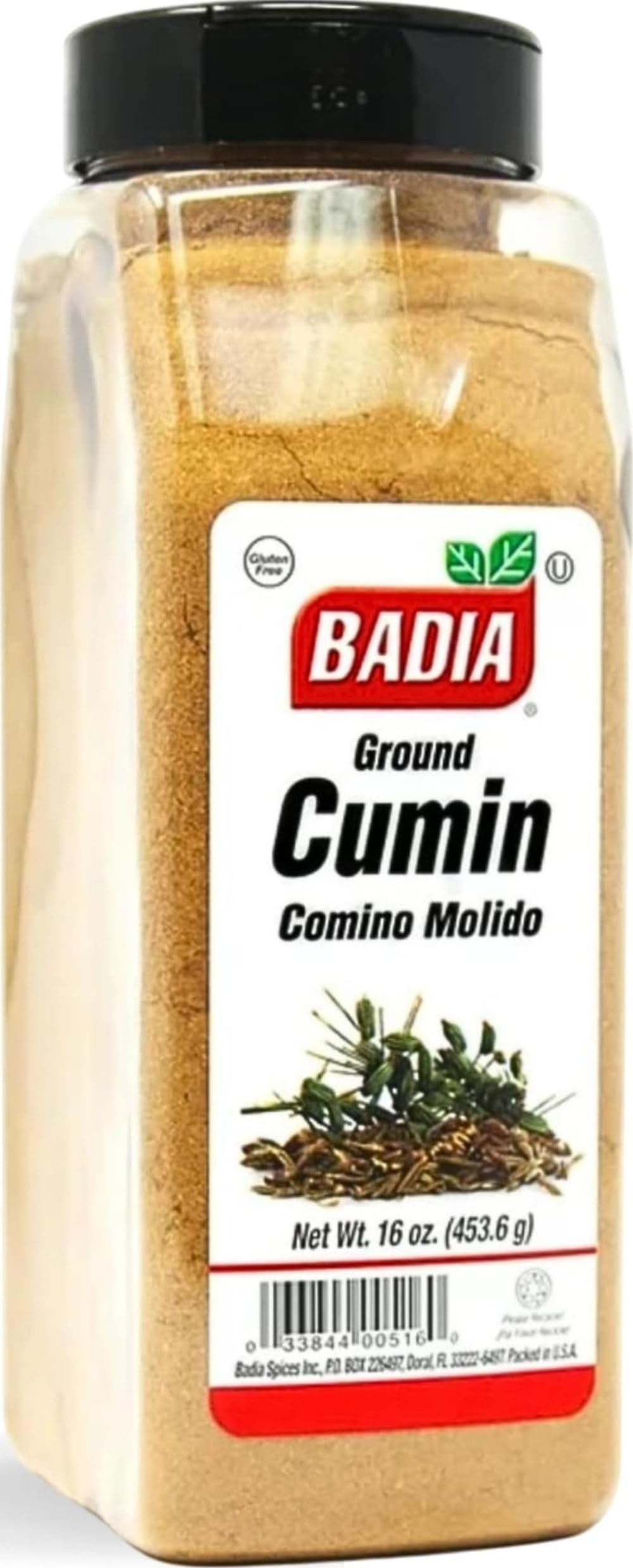 badia brand front label showing 16 oz jar and clear product benefit