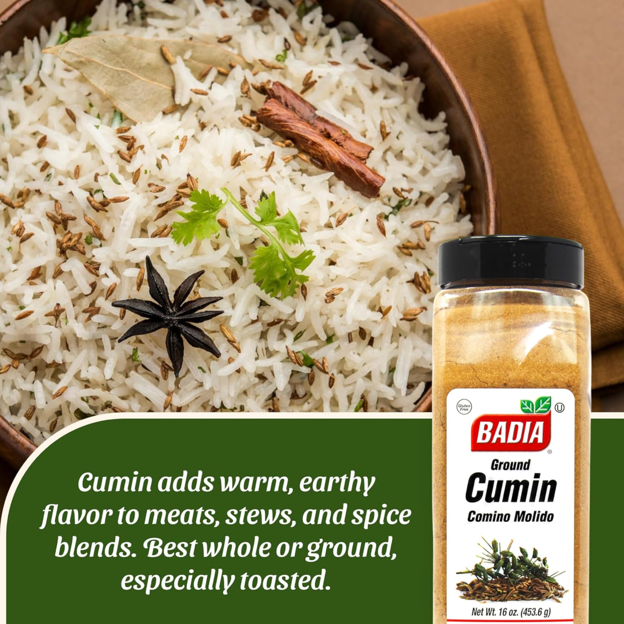 badia cumin spoon with measured powder showing consistent seasoning benefit