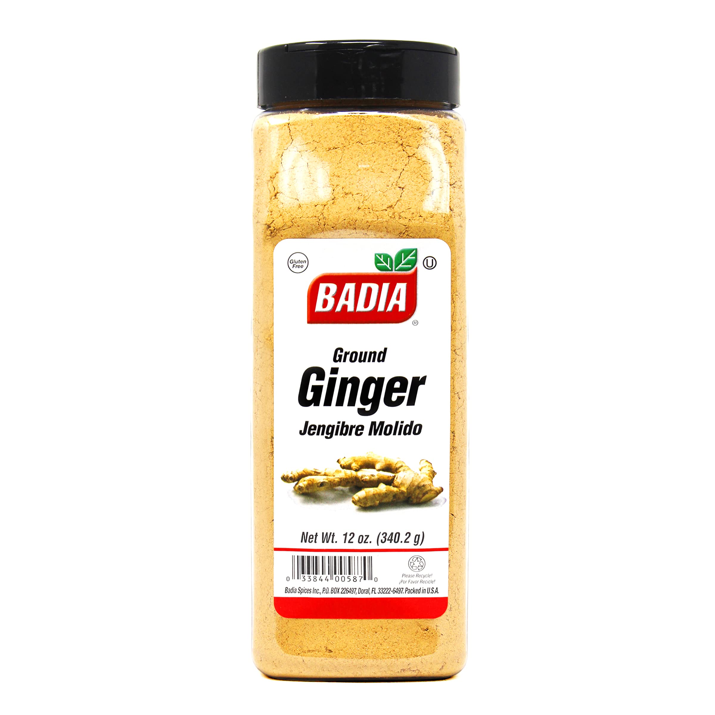 Badia ground ginger front packaging showing label and net weight, flavorful spice ready