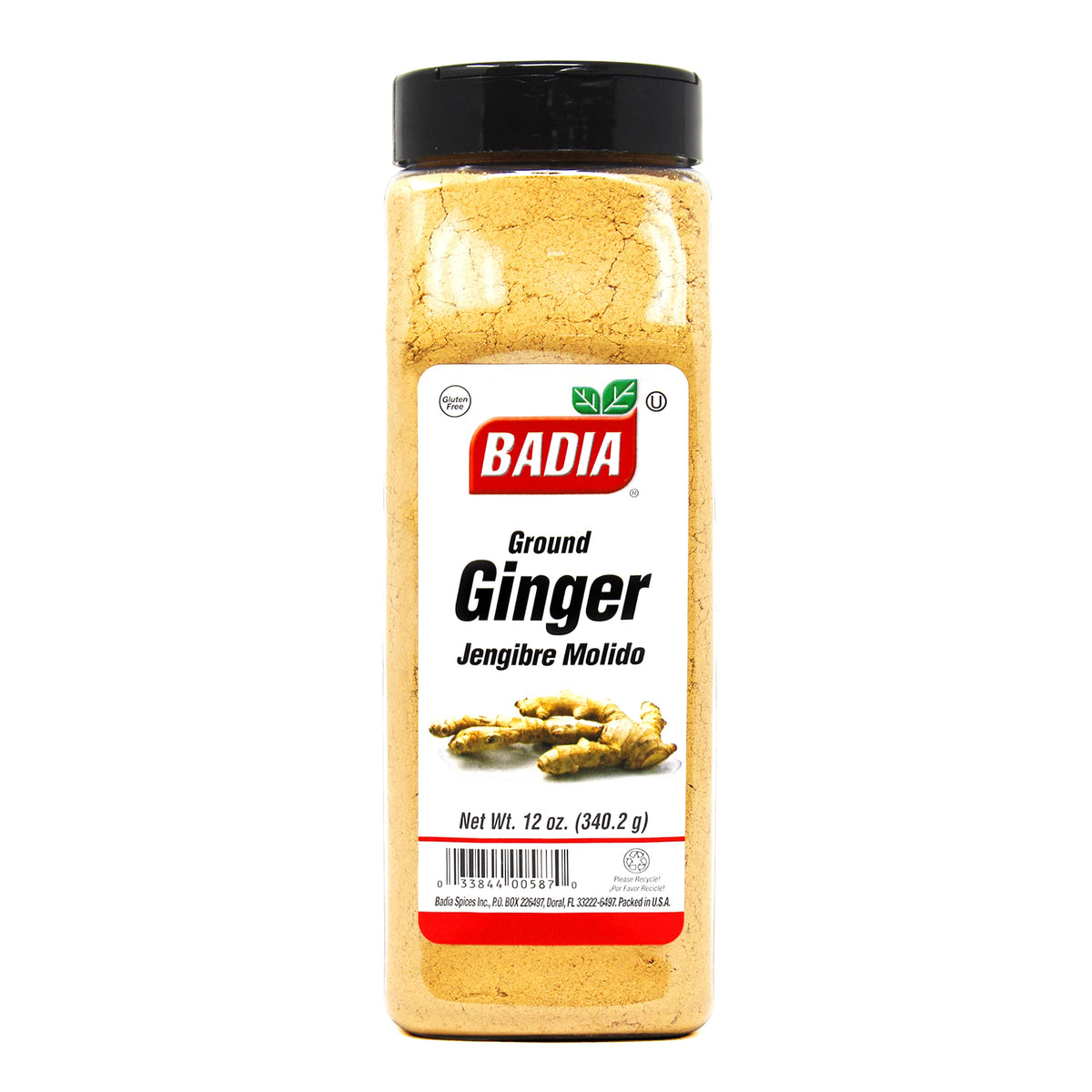 Badia ground ginger front packaging showing label and net weight, flavorful spice ready
