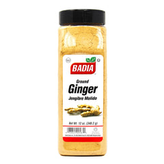 Badia ground ginger front packaging showing label and net weight, flavorful spice ready