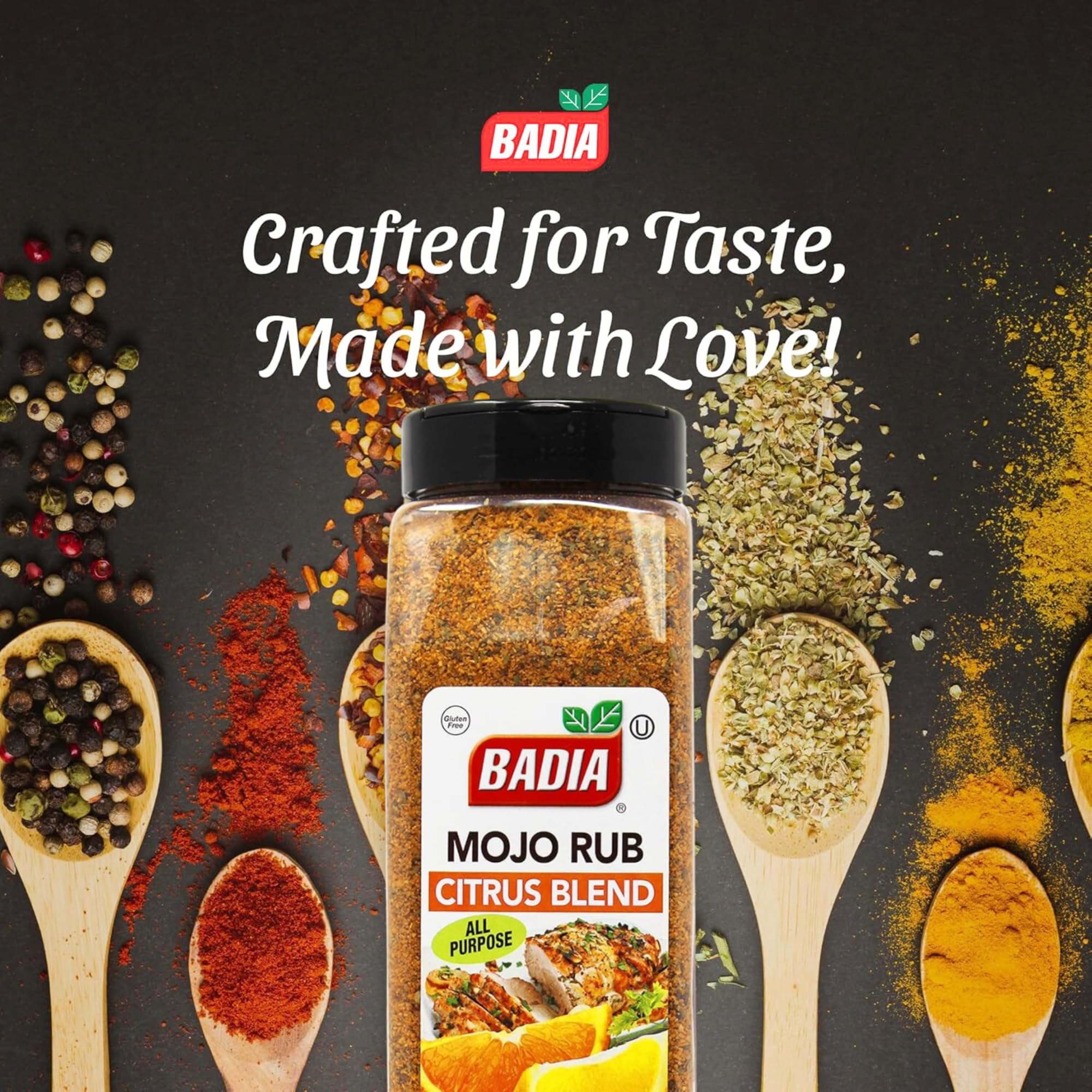 Badia Mojo Rub sprinkled on grilled chicken, Badia adds bright savory flavor