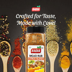 Badia Mojo Rub sprinkled on grilled chicken, Badia adds bright savory flavor