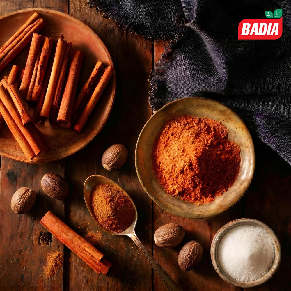 Badia nutmeg on measuring spoon demonstrating precise dosing benefit