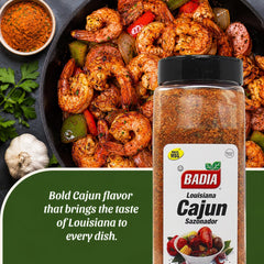 Badia Cajun seasoning poured on spoon demonstrating easy portioning benefit