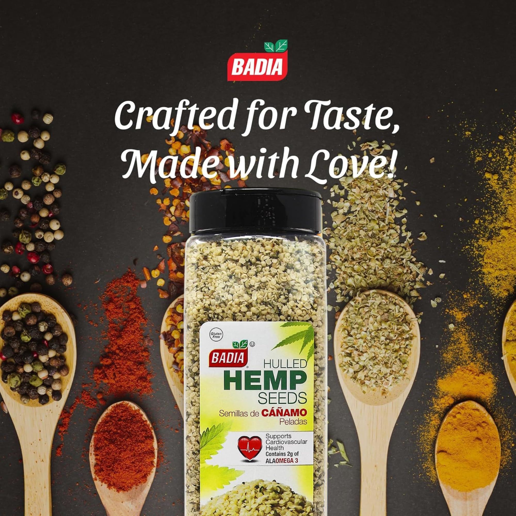Badia close-up of hulled hemp seeds highlighting soft texture and nutty appearance for recipes