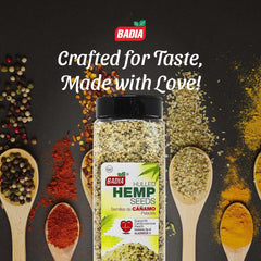 Badia close-up of hulled hemp seeds highlighting soft texture and nutty appearance for recipes