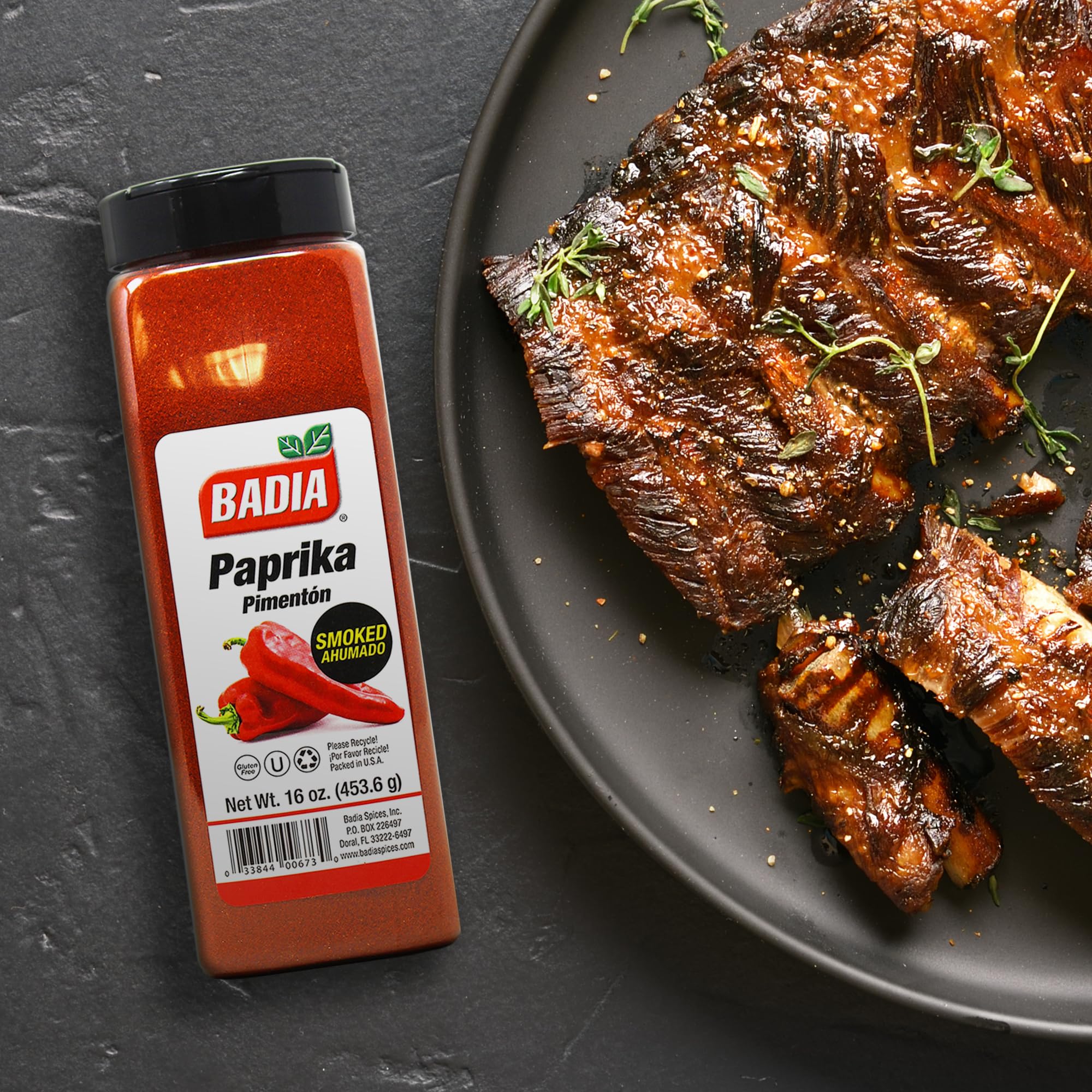 Badia smoked paprika used as rub on meat showing enhanced grill flavor benefit