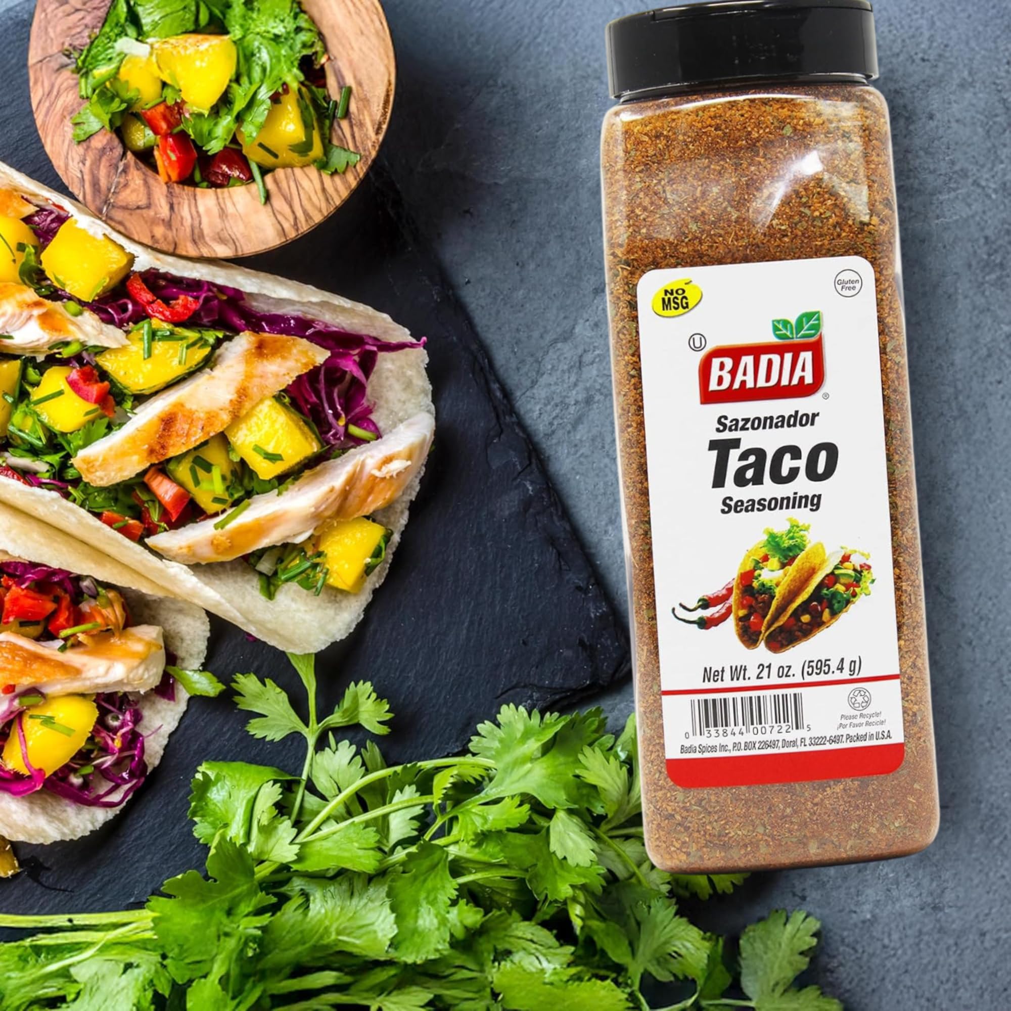 Badia taco seasoning spoon portion ready to measure two tablespoons per pound