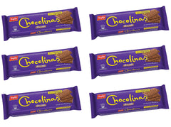 Bagley Chocolinas front packaging showing imported six-pack, perfect for snacking