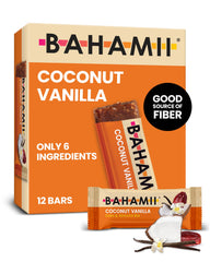 Bahamii front packaging showing coconut vanilla flavor and 12-count convenience
