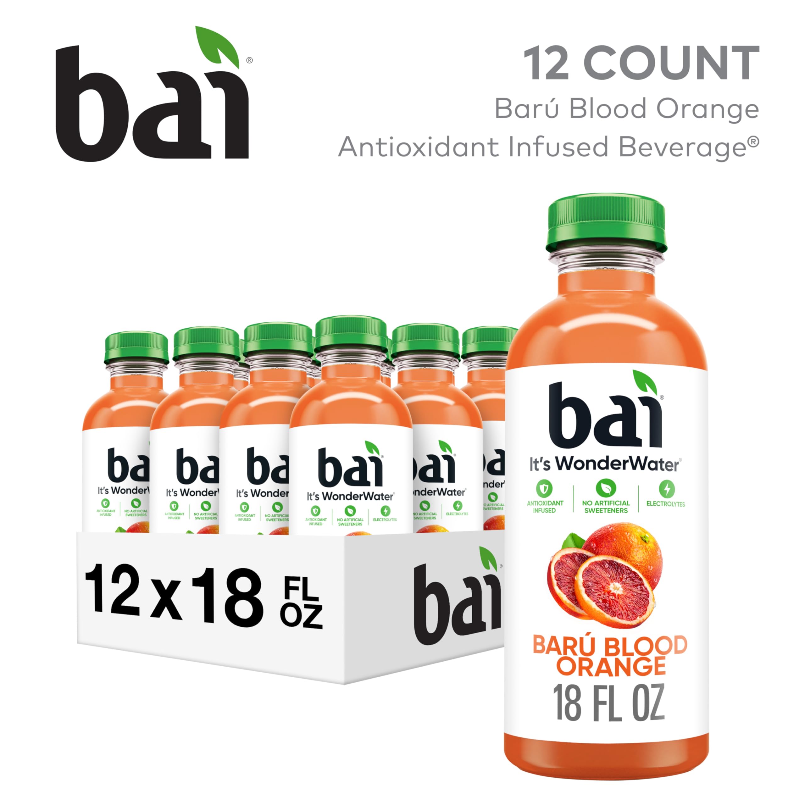 Bai Barú Blood Orange bottle angled to highlight shape and branding benefits
