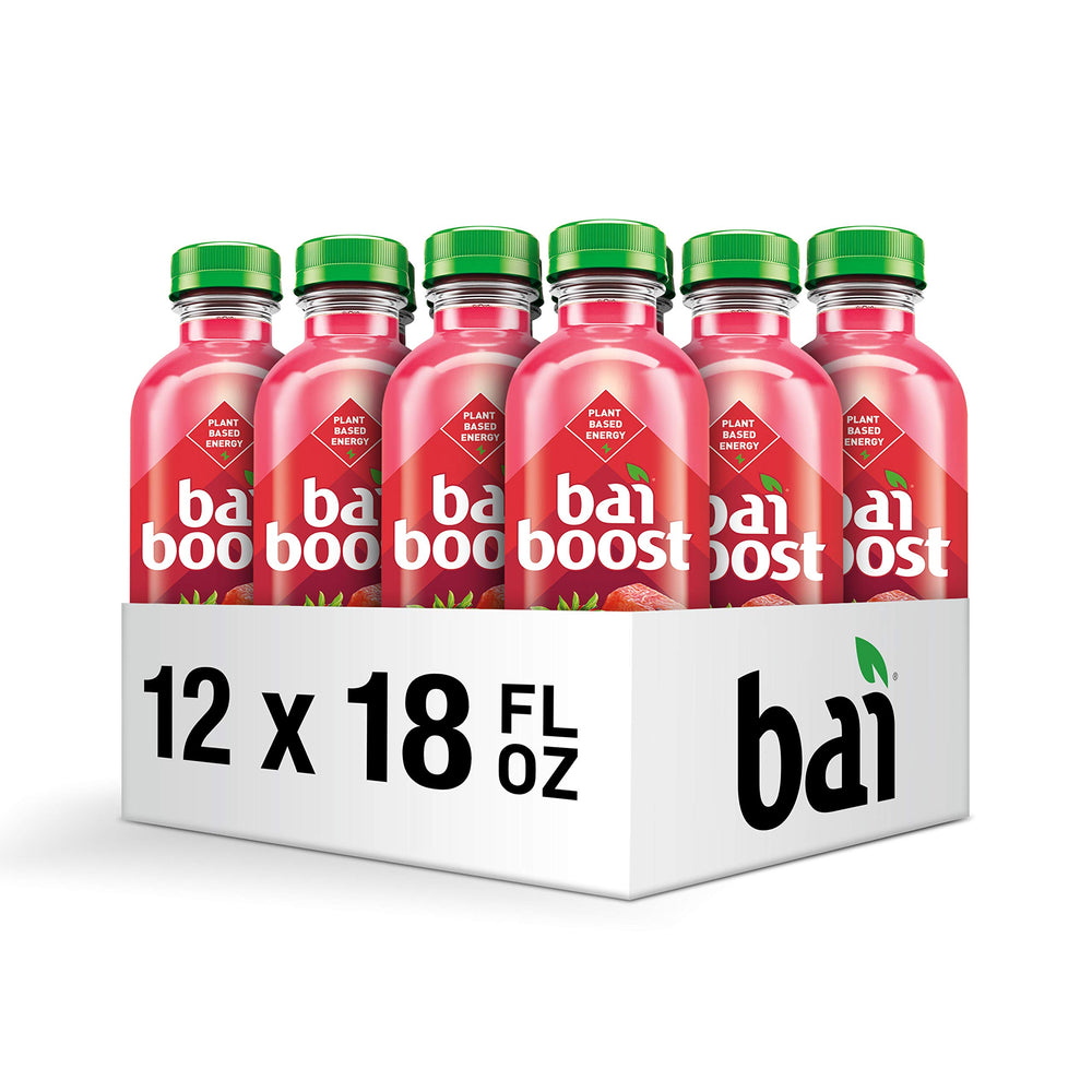 Twelve Bai bottles stacked to display the pack-of-12 convenience and storage value