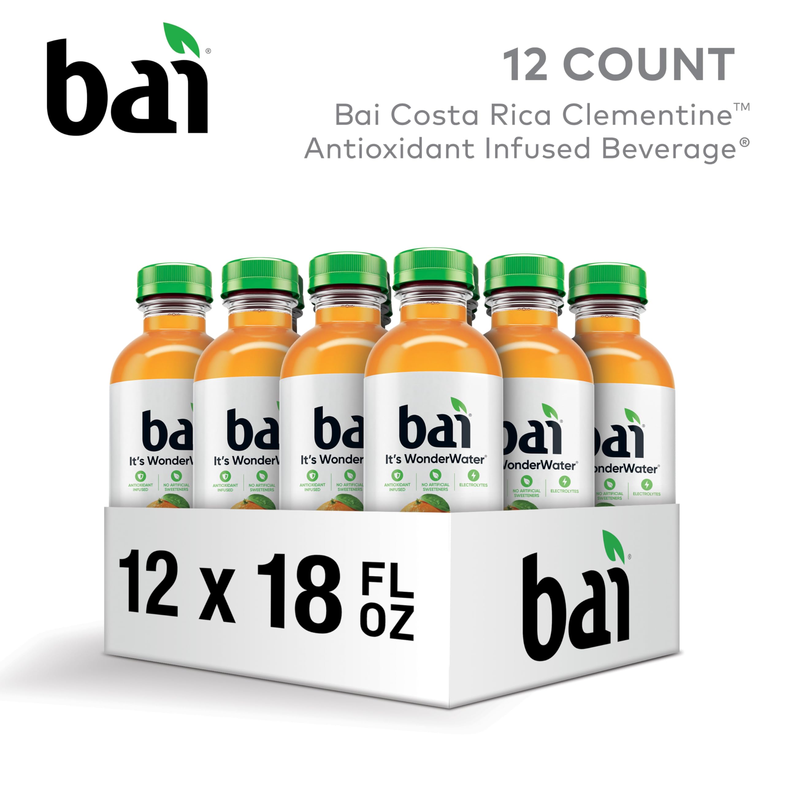 Bai Costa Rica Clementine nutrition panel and label highlighting calories and ingredients