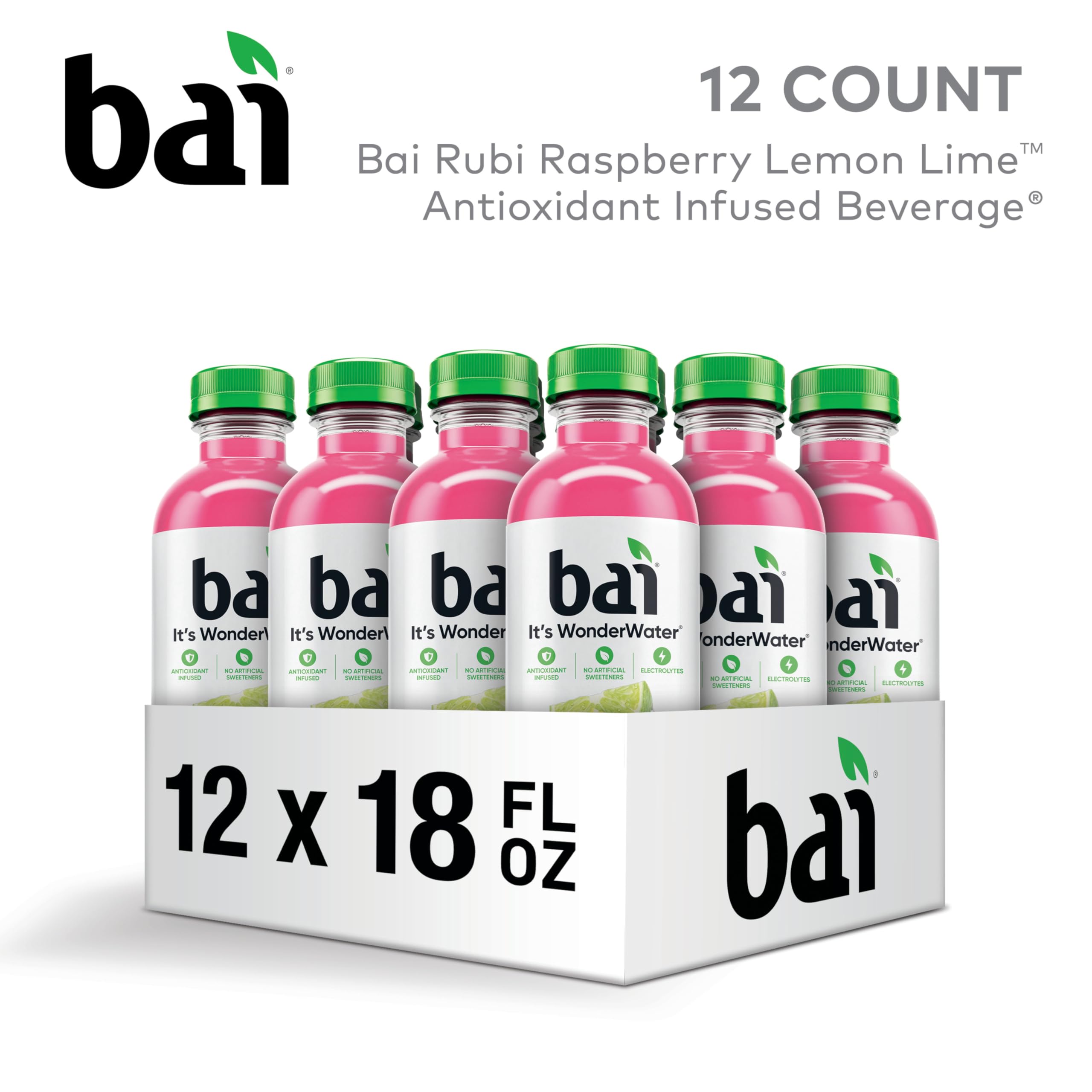 Bai nutrition and ingredient label close-up showing low sugar and vitamin C