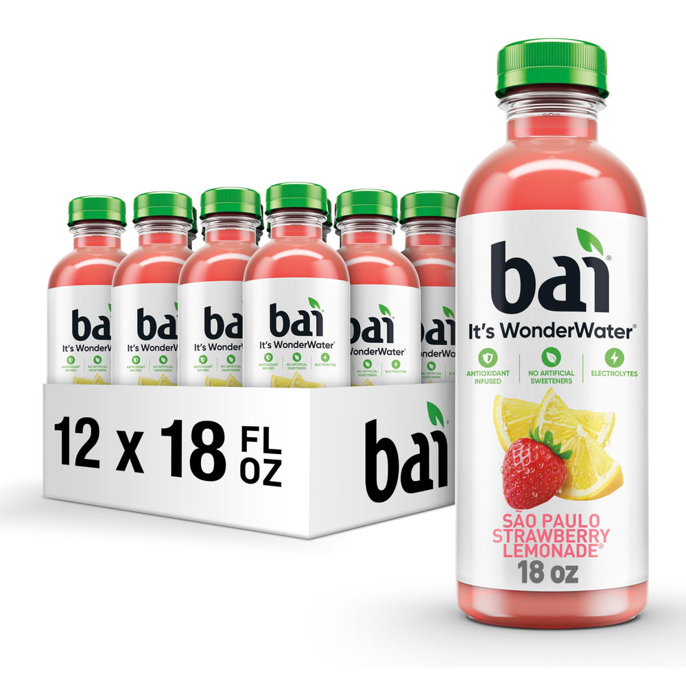 Bai front packaging shows São Paulo Strawberry Lemonade refreshing flavor benefit