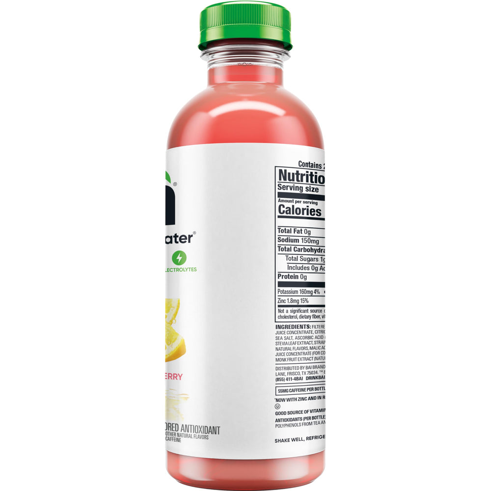 Bai recycled bottle focus highlighting 100% recycled plastic benefit