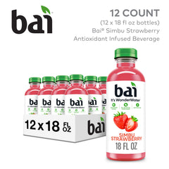 Close-up of Bai label highlighting antioxidants, zinc, vitamin C benefits