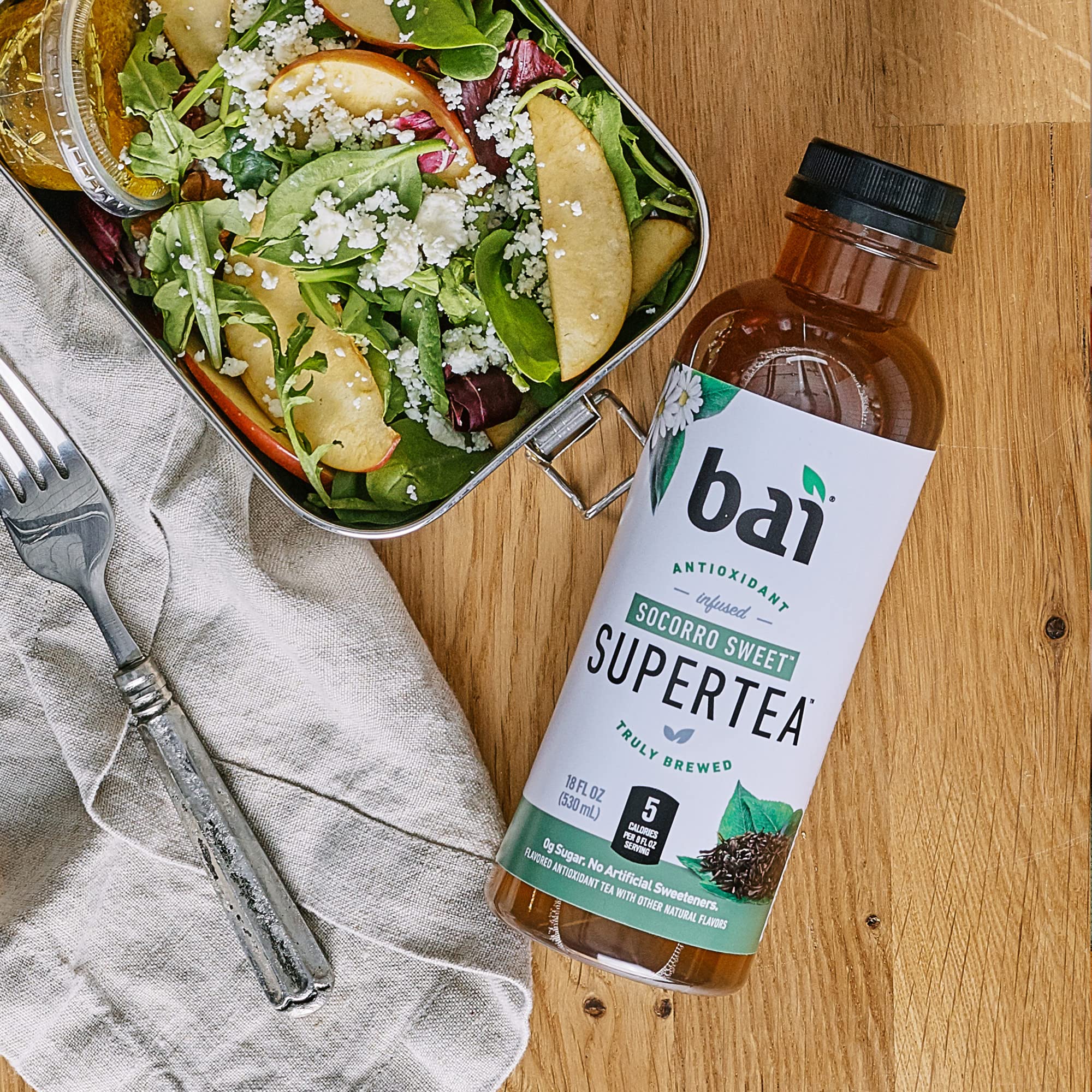 Bai Socorro Sweet bottle beside a snack demonstrating pairing versatility